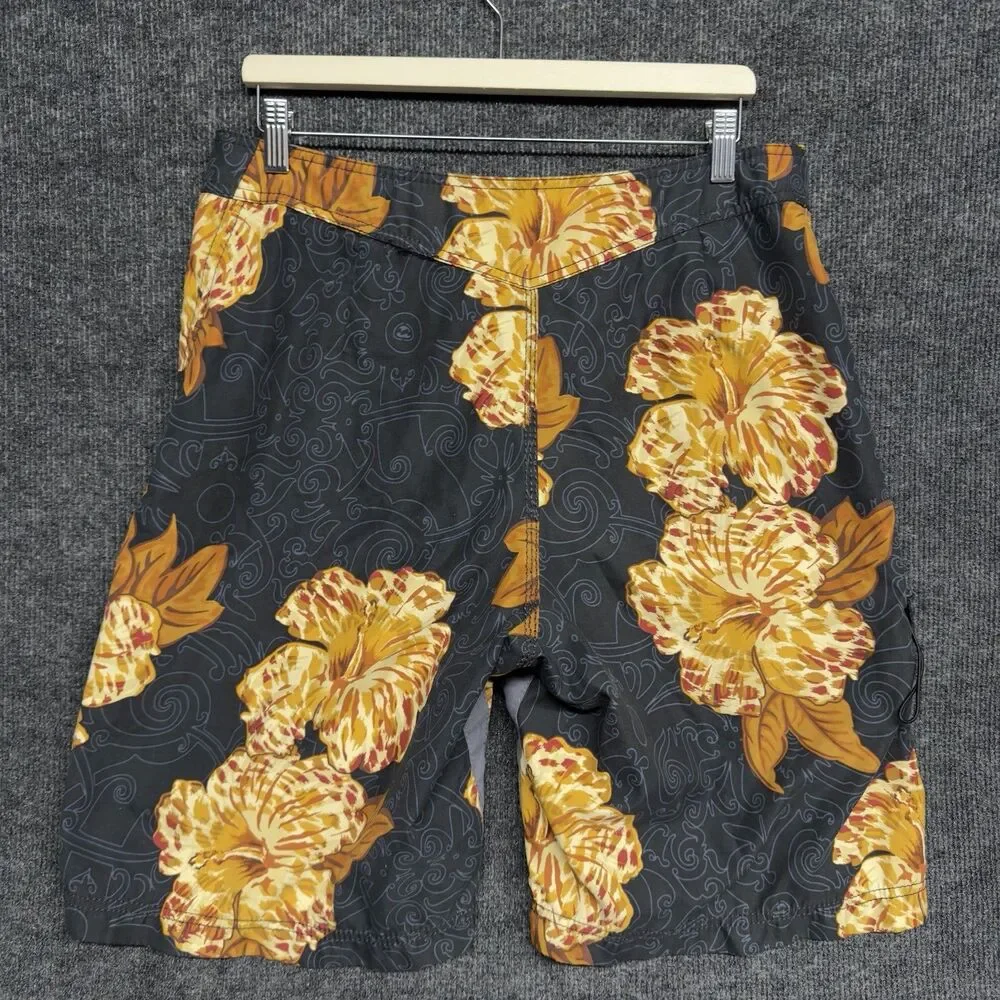 VTG Billabong Board Shorts Mens 34 Floral Hibiscus Swim Trunks 2000s Surf Y2K